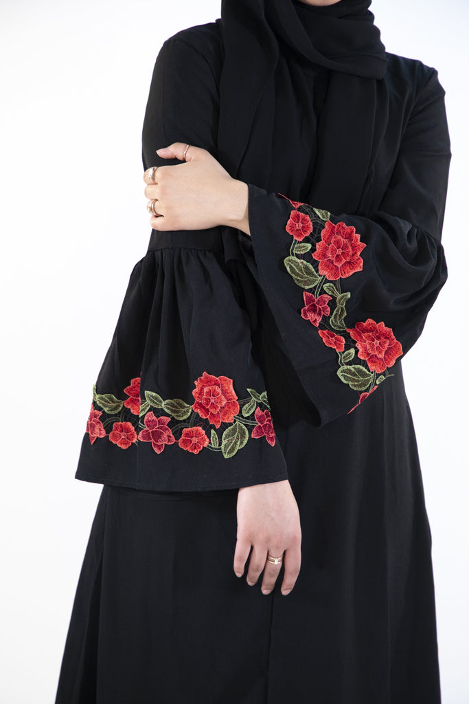Black - Floral Dress - Arman Hussain Studio